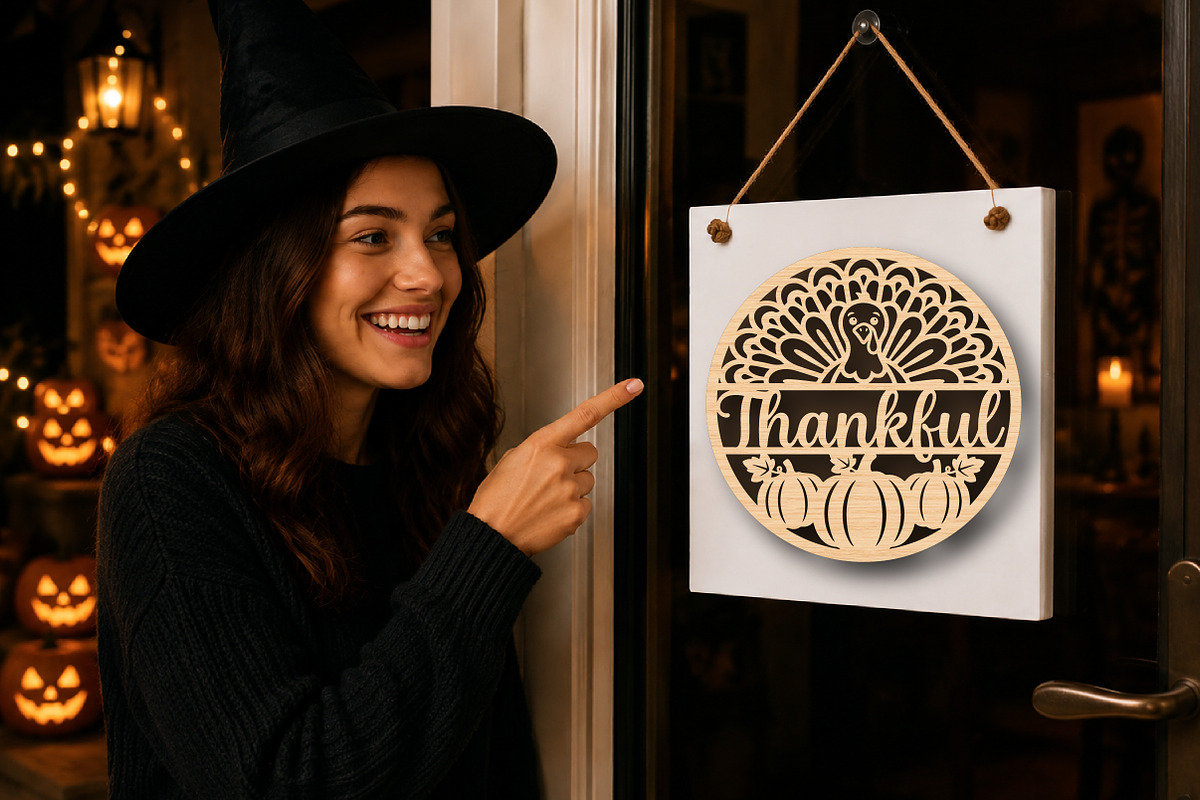 Thankful Turkey Door Sign SVG, a Work Illustration by Digital Artistic99 (Photo 3 of 4)