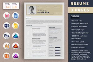 Resume Template | CV Design | 3 Page