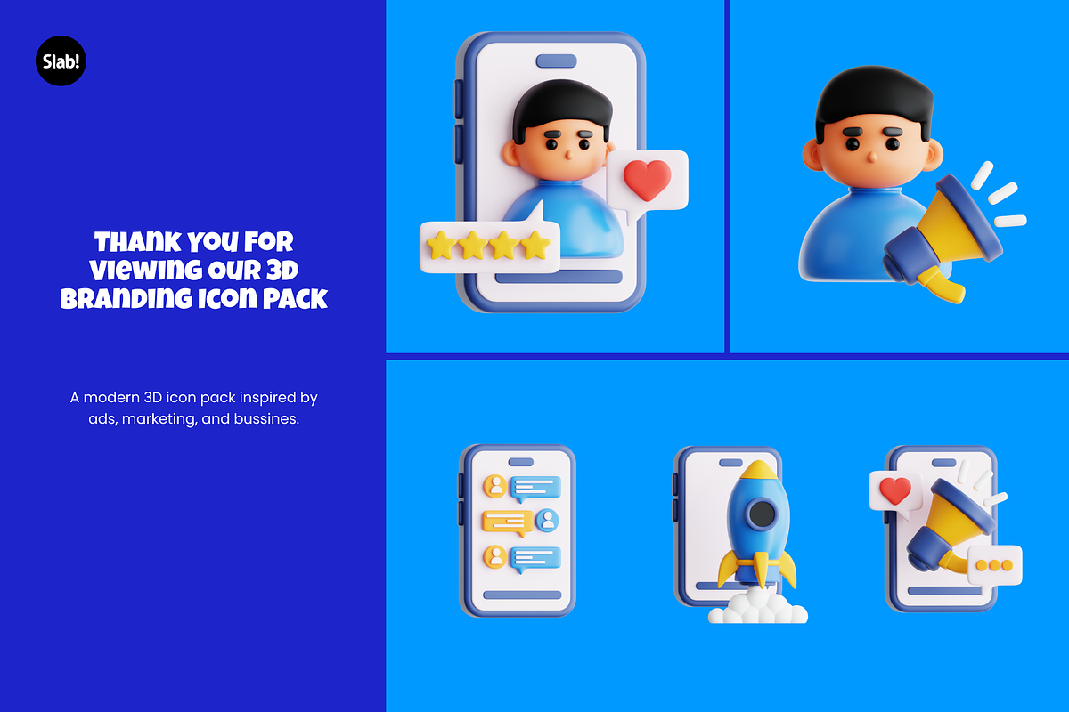 Branding 3D Icon Pack, an Object 3D Model by SLAB! Design (Photo 4 of 4)