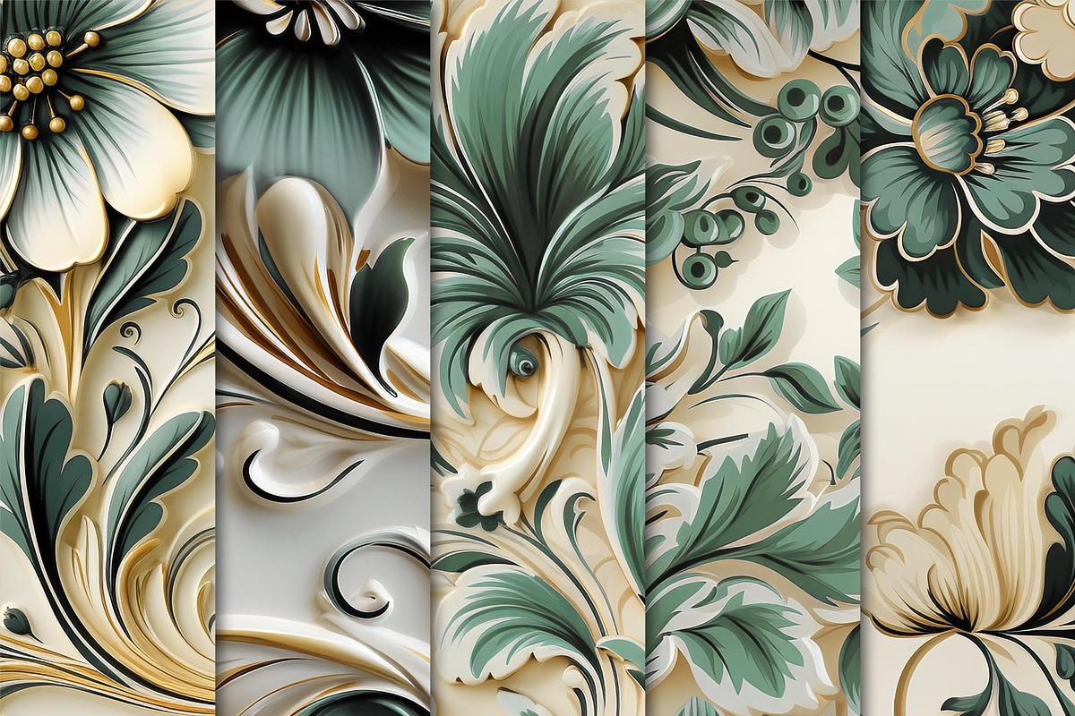 Embossed Floral Seamless Patterns, a Pattern Graphic by Maishop (Photo 2 of 3)