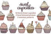 Cupcakes hand drawn vector set, a Graphic by InkySplash (Thumbnail 1 of 7)