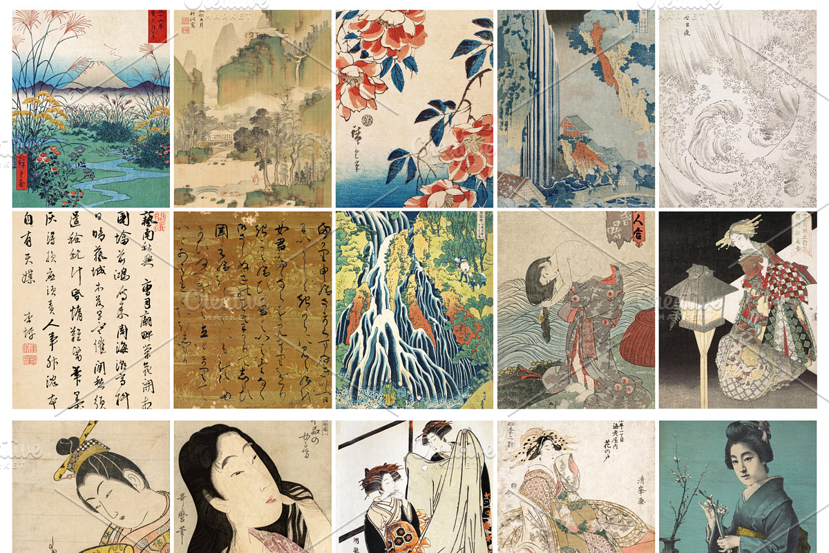 42 Vintage Japanese Wall Art Prints, a Decorative Illustration by Jodie Lee Studio (Photo 3 of 3)
