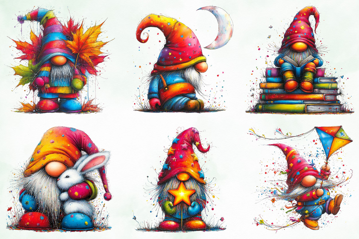 Whimsical Colorful Gnome Clipart, an Illustration by Creative Art (Photo 11 of 11)