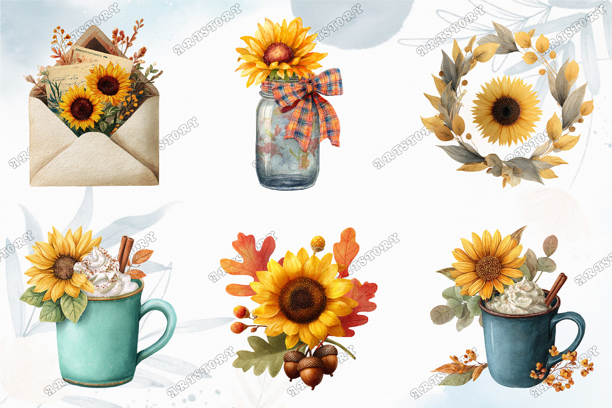 Autumn Sunflowers Clipart, a Graphic by designcity5 (Photo 4 of 6)