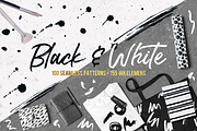 Black&White patterns + ink elements, a Pattern Graphic by Bosotochka♥Art (Thumbnail 1 of 9)