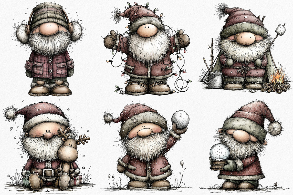 Quirky Whimsical Santa Clipart, an Illustration by Canvas Craft (Photo 3 of 7)