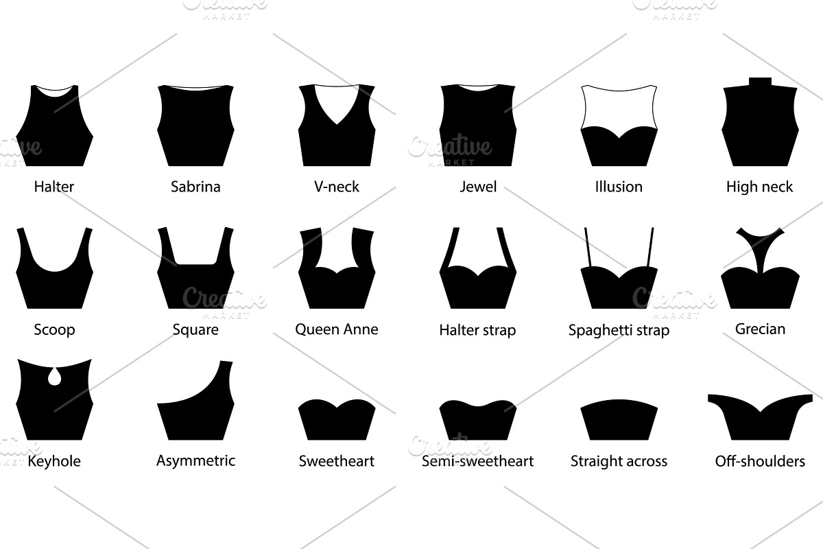 Neckline Type of Women Dress, an Object Illustration by Vector Creator