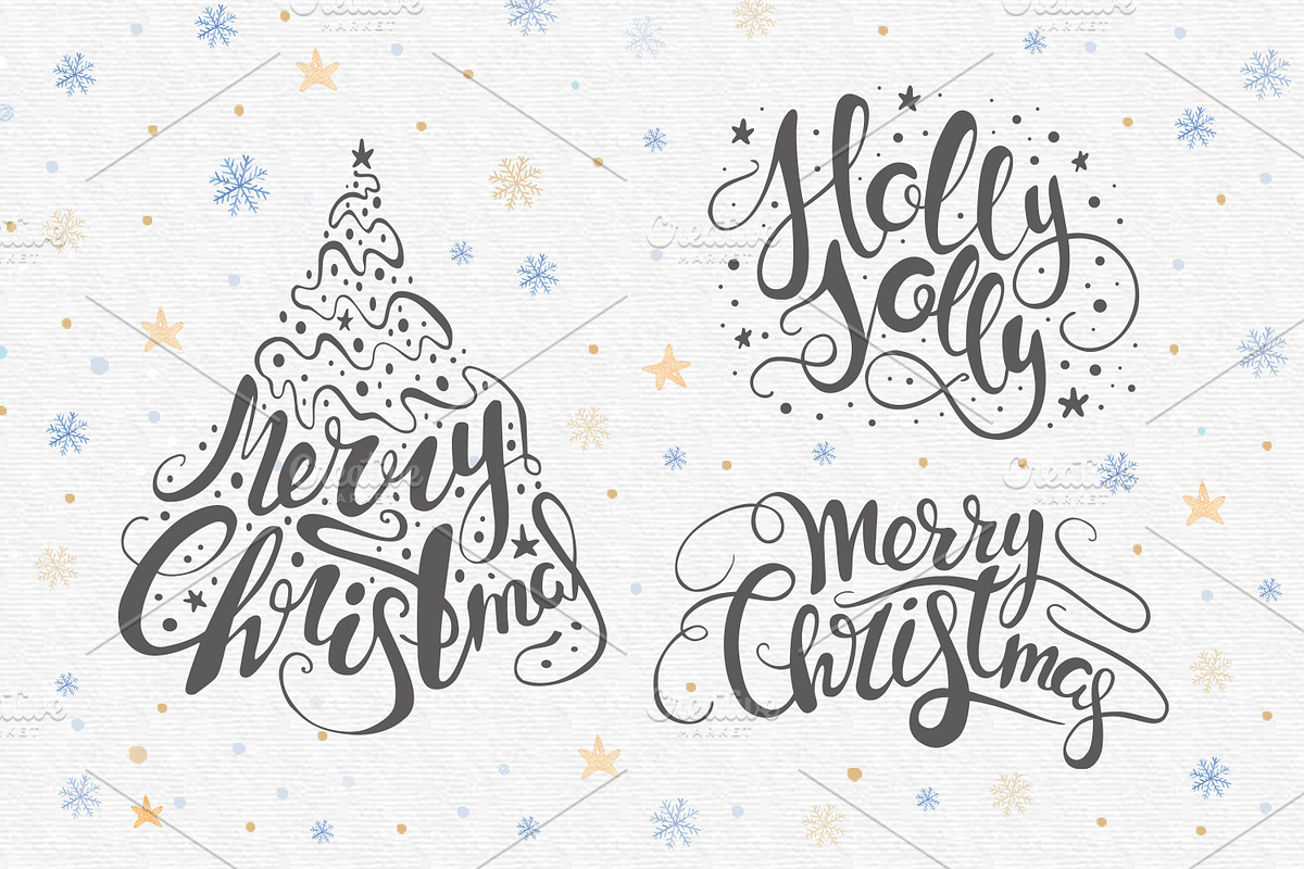 Vector Christmas lettering + bonus, a Decorative Illustration by Peace ART (Photo 3 of 7)