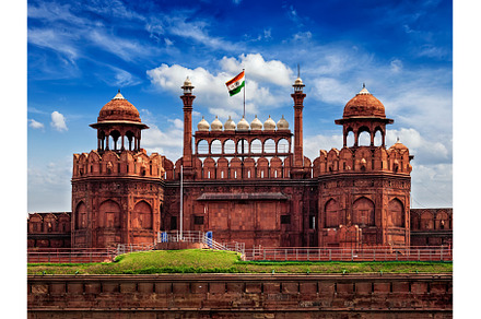 Red Fort Lal Qila with Indian flag, an Architecture Photo by f9photos