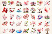 Japanese Cherry Blossom Clipart, an Illustration by DreamCafeArt (Thumbnail 2 of 7)