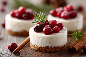 Mini cheesecakes with cranberry, a Food & Drink Photo by MistyDay