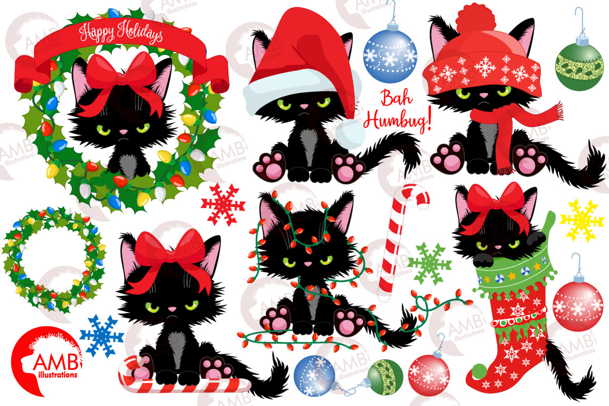 Angry Kitty Christmas AMB-2660, an Illustration by AMBillustrations (Photo 4 of 5)