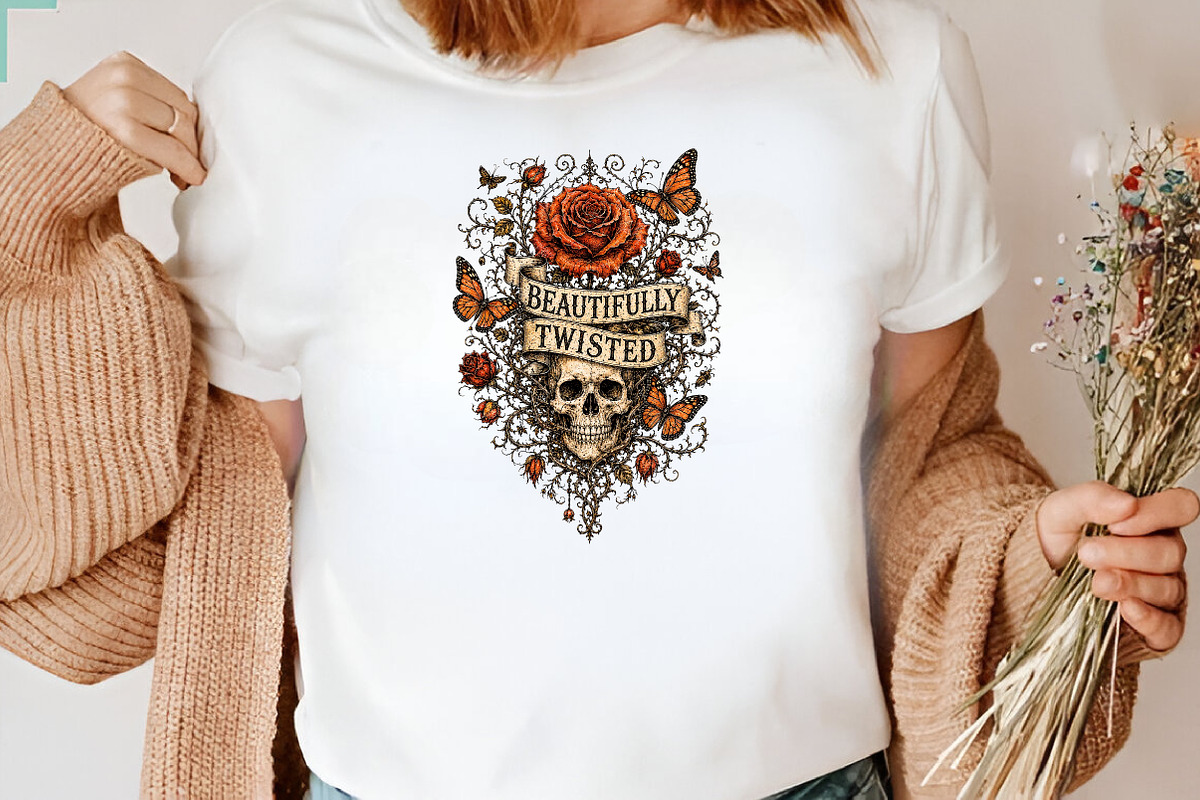 Beautifully Twisted Skull PNG, a Seasonal Illustration by CraftArtStudio (Photo 3 of 4)