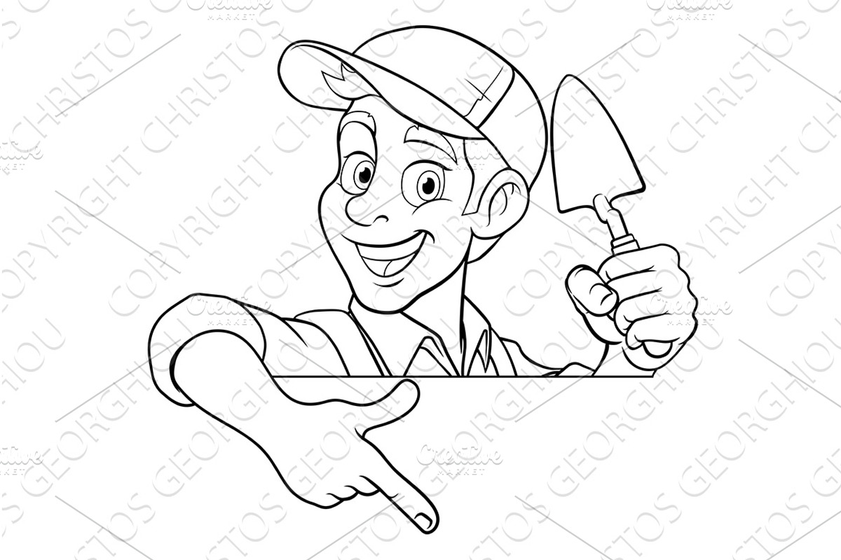Brick Layer Mason Builder Cartoon, a Person Illustration by Christos Georghiou