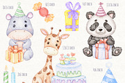 Cute Animals Birthday Clipart, an Animal Illustration by ekossa_art (Thumbnail 2 of 8)