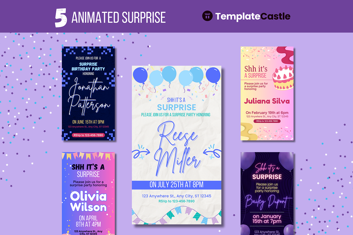 5 Animated Surprise Birthday, a Templates & Theme by TemplateCastleStore (Photo 1 of 9)
