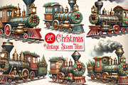 Christmas vintage steam train Clipar, an Illustration by CreationArt (Thumbnail 1 of 6)