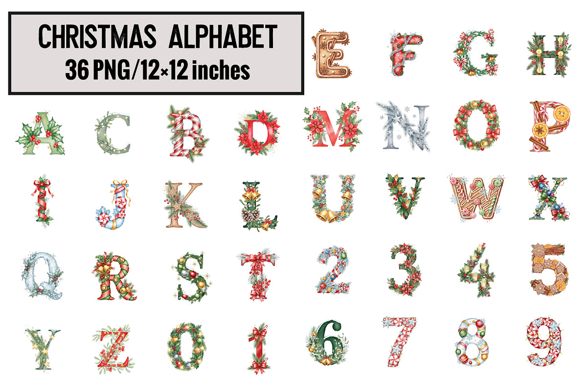 Christmas Alphabet, an Illustration by Design Market