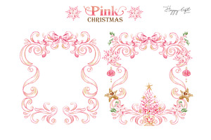 Pink Bow Christmas Illustrations