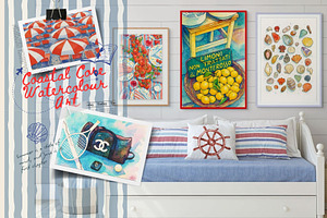 Coastal Core Watercolour Art Prints, a Decorative Illustration by Saint aury Studio
