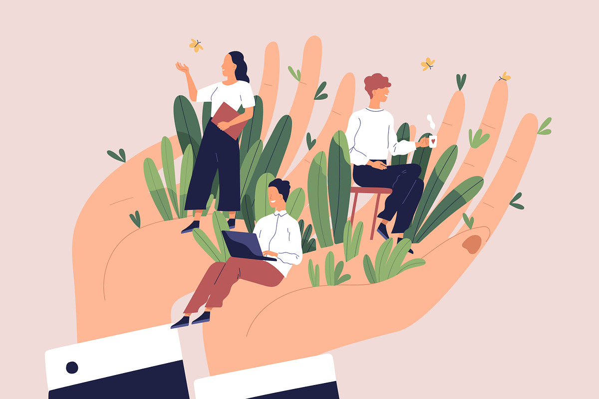Concept of employee care, support, a Person Illustration by Good Studio