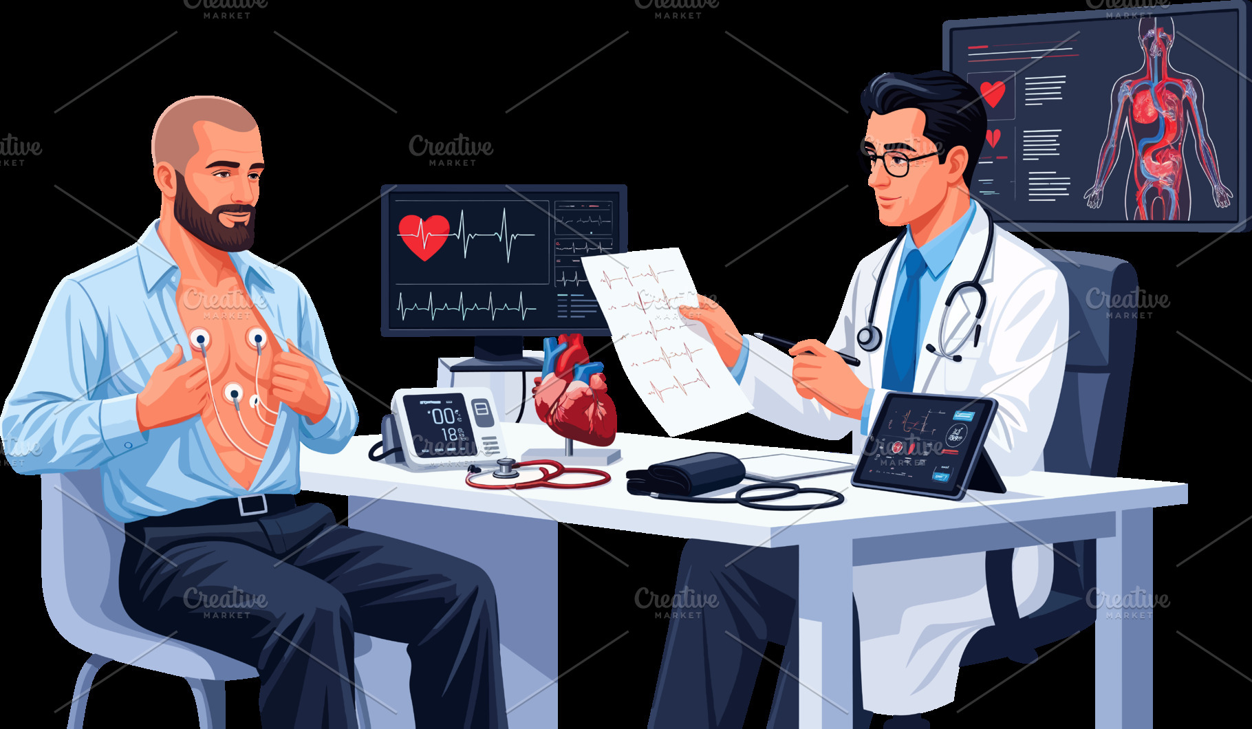 Cardiologist Evaluating a Patient's, a Health & Medical Photo by angellodeco