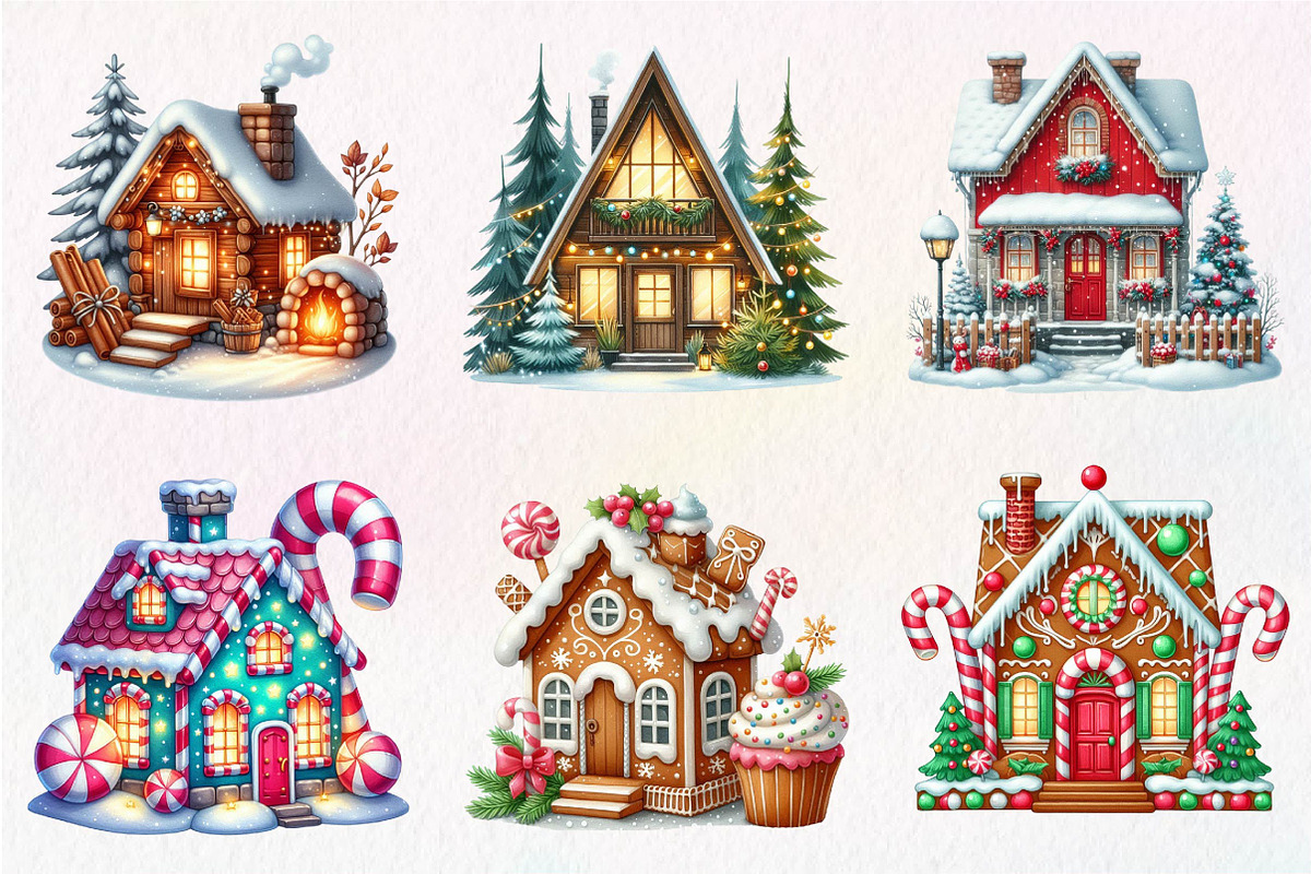 Christmas House Sublimation Clipart, an Illustration by Dream Creation (Photo 4 of 7)