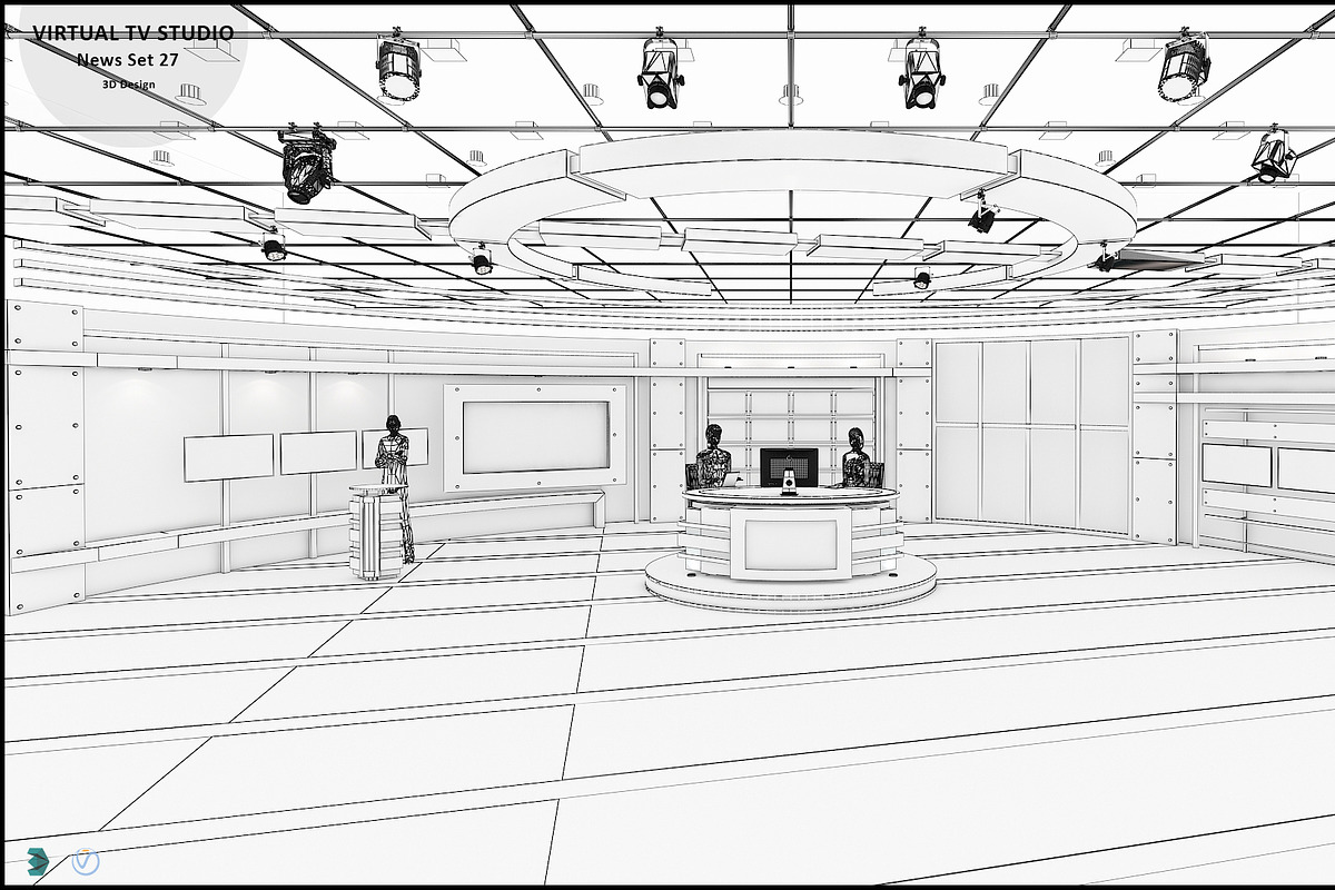 Virtual TV Studio News Set 27, an Architecture 3D Model by akerStudio (Photo 5 of 49)