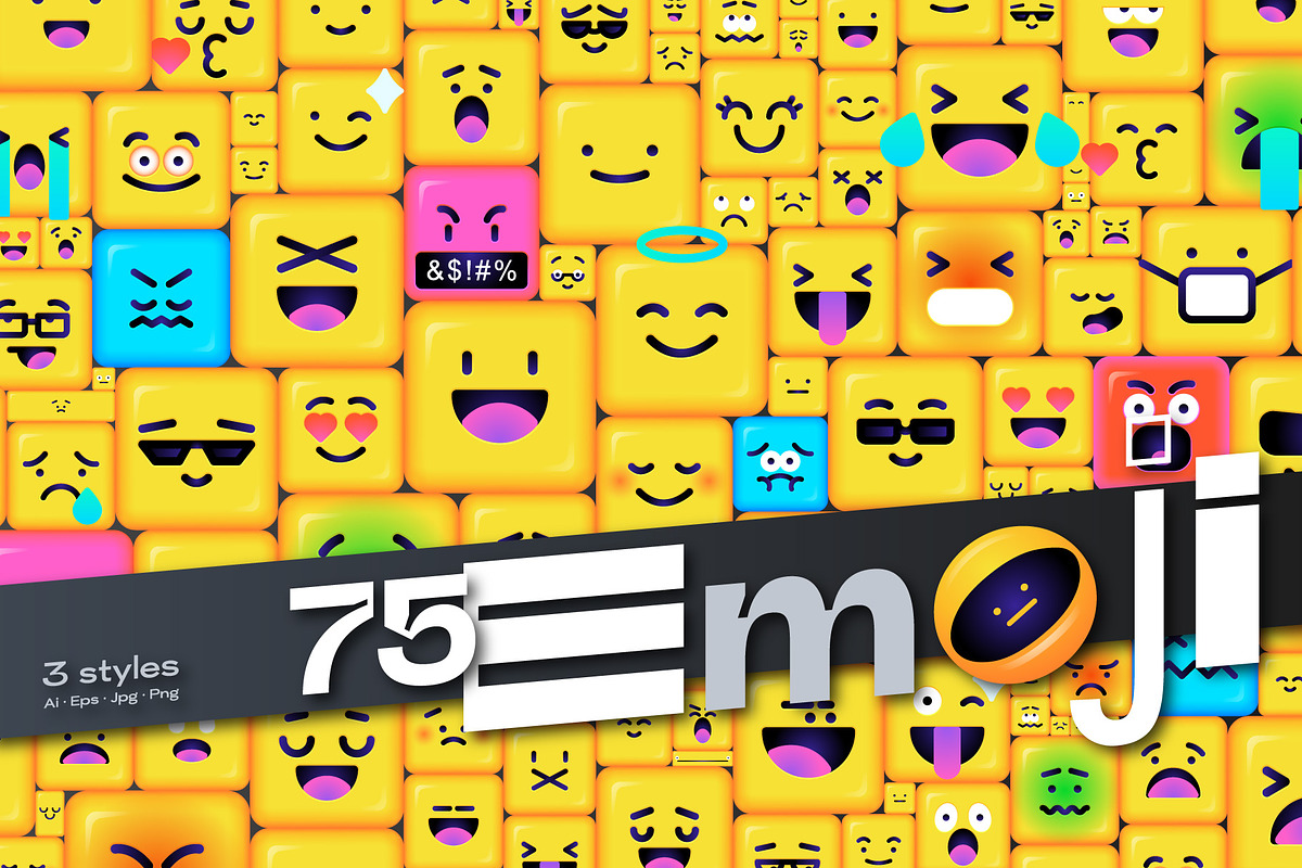 75 Square Emoji Smileys, an Emoji Icon by karnofff (Photo 1 of 5)