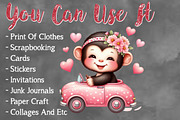 Valentine Cute Monkeys Clipart, a Seasonal Illustration by Craft Nest (Thumbnail 5 of 5)