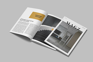 Cover And Opened Magazine Mockup