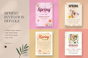 Spring Invitation Bundle, an Invitation Template by graphypix