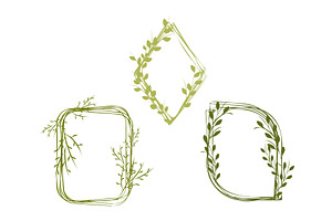 Green floral frames collection with