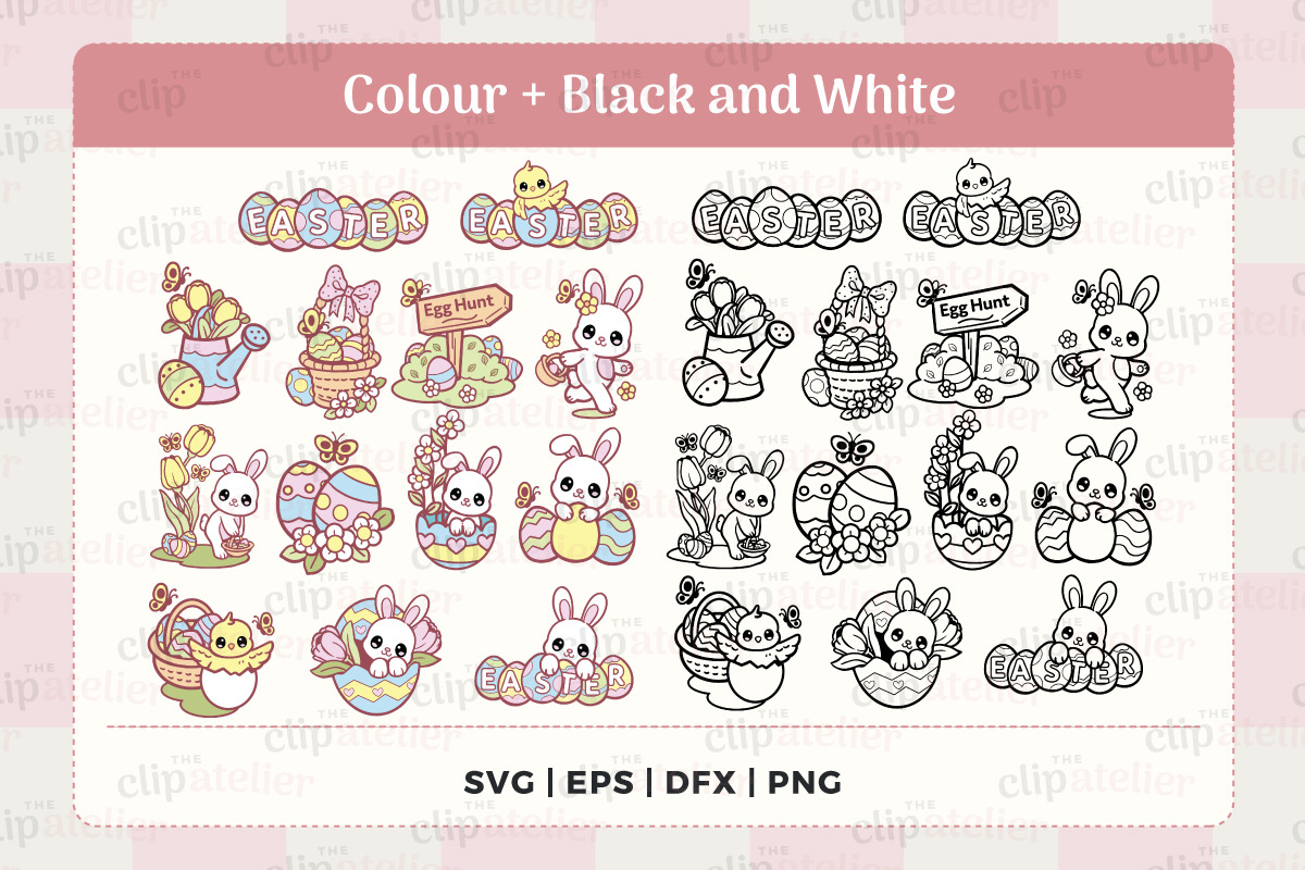 Happy Easter SVG Clipart Bundle, a Seasonal Illustration by TheClipAtelier (Photo 2 of 3)