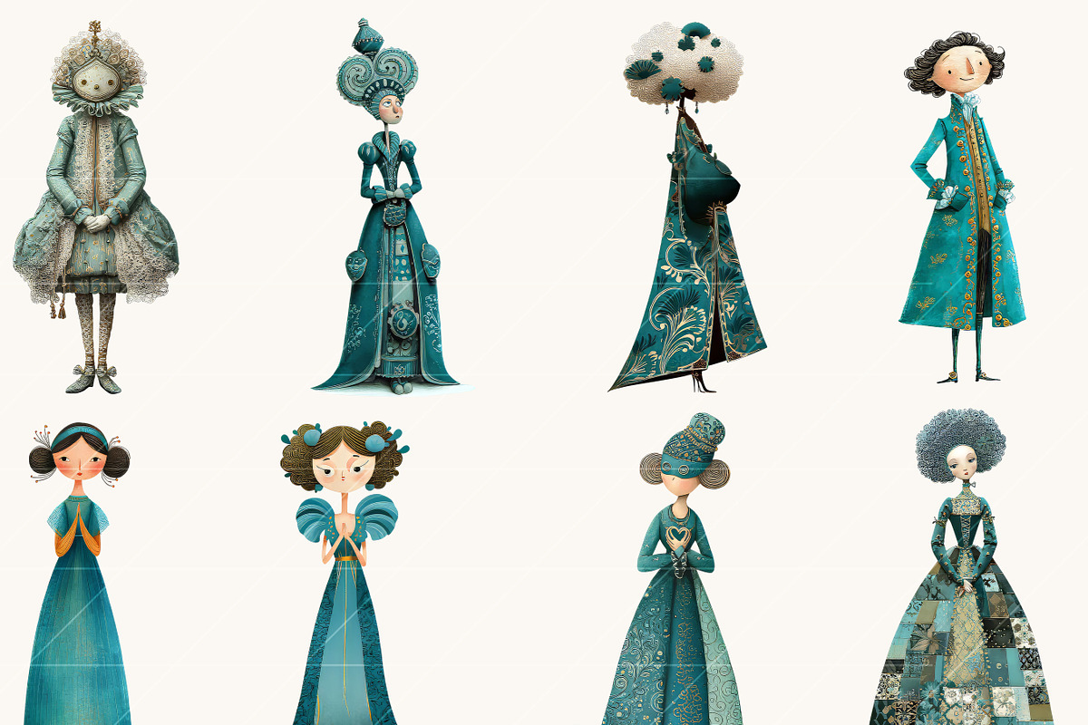 Quirky Baroque Character Clipart, a Person Illustration by BusyDaydesign (Photo 2 of 9)