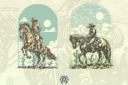 Cowboy on a horseback on a wild west, an Object Illustration by Krizvector Artwork Shop (Thumbnail 2 of 6)