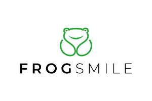 cute simple frog smile icon logo