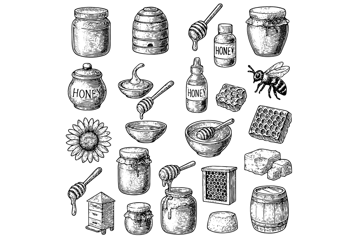 Honey and Beekeeping Collection Set, an Object Graphic by nikagraphic