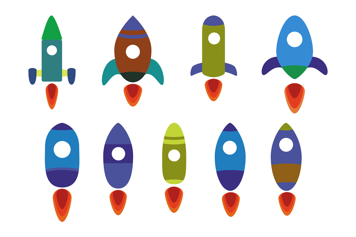 flat design rockets collection, an Object Graphic by nicollr's store (Photo 1 of 3)
