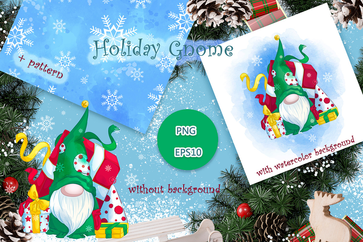 Holiday Gnome. Christmas, a Decorative Illustration by Maycat_store (Photo 2 of 3)