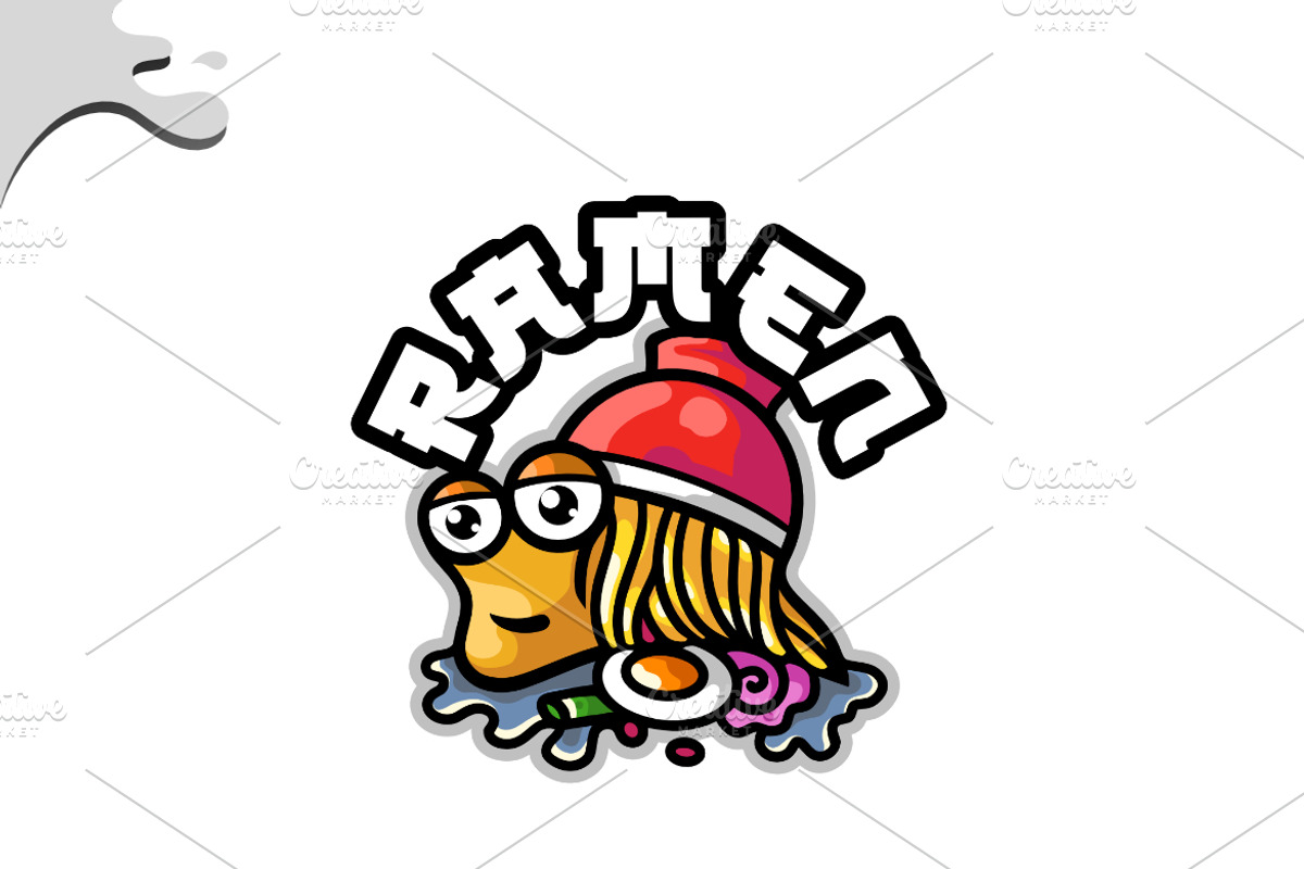 Cute snail ramen mascot logo templat, a Branding & Logo Template by Bayuktx