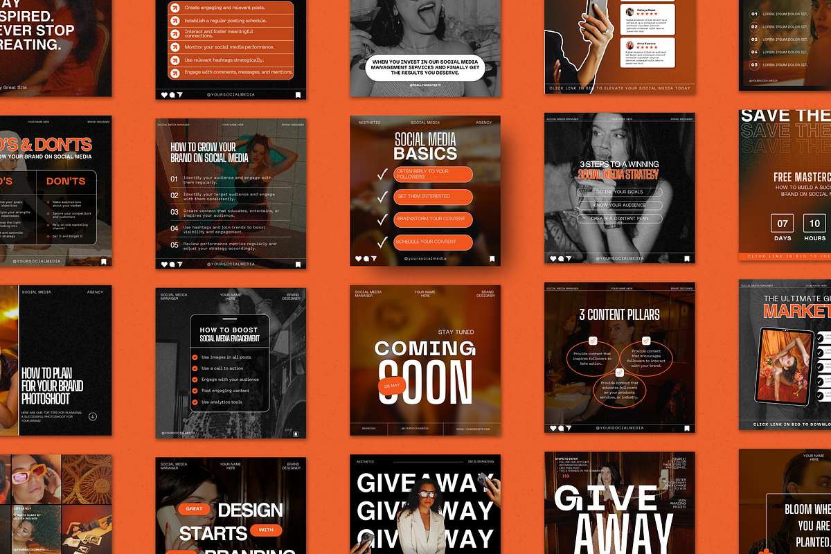 Black & Orange Social Media Template, a Social Media Template by My Template Studio (Photo 7 of 19)