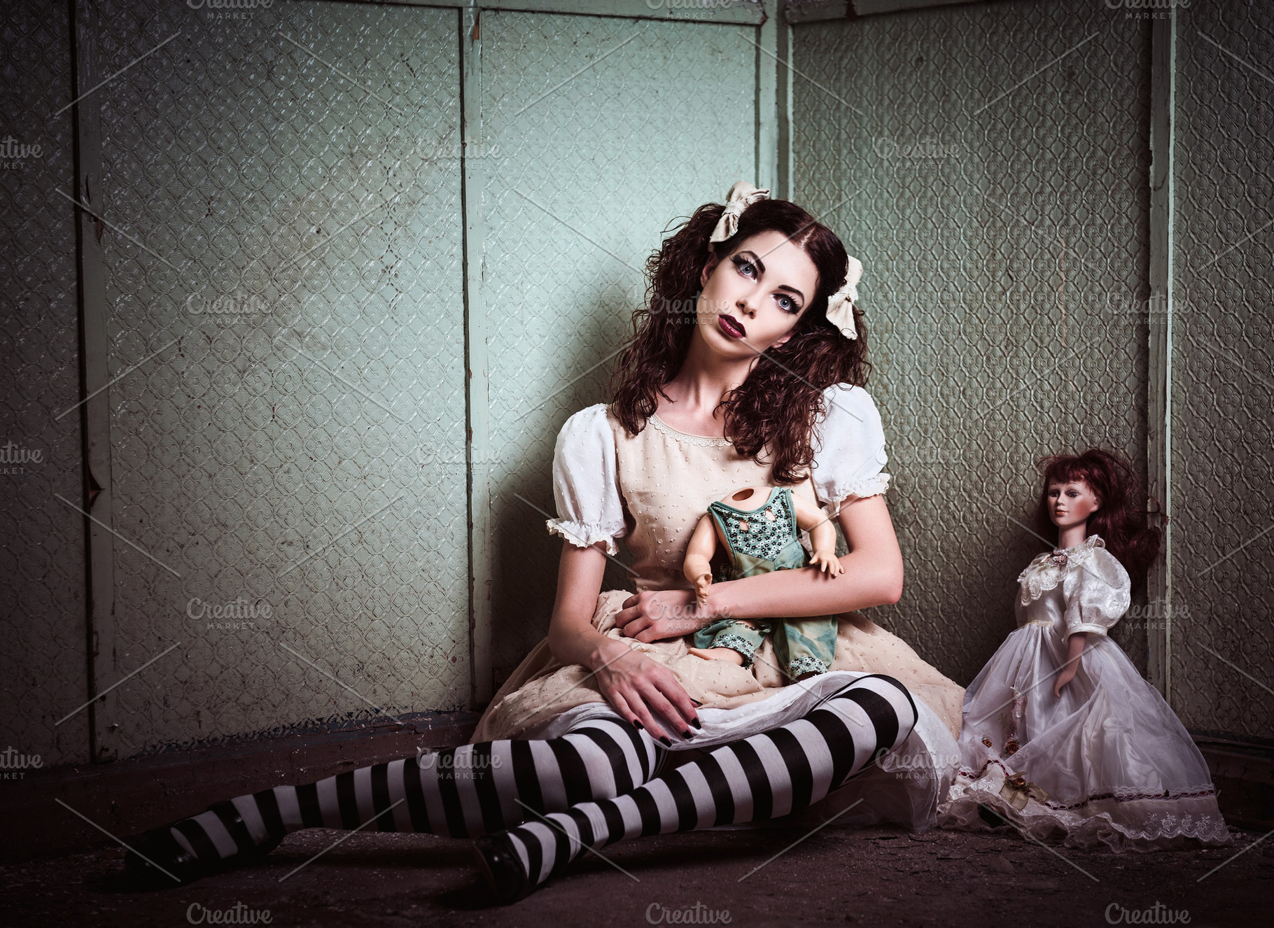 Strange sad girl with dolls, a Person Photo by Jetrel