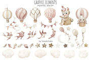 balloon Watercolor Graphics patterns, an Animal Illustration by TanyaSchuka (Thumbnail 2 of 10)