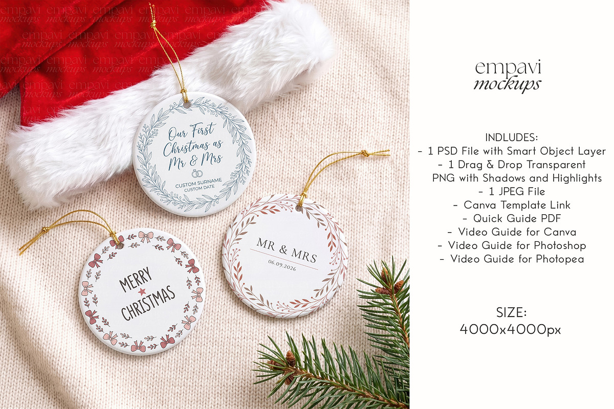 Ornament Mockup Set of 3, a Household Mockup by EmpaviMockups (Photo 4 of 5)