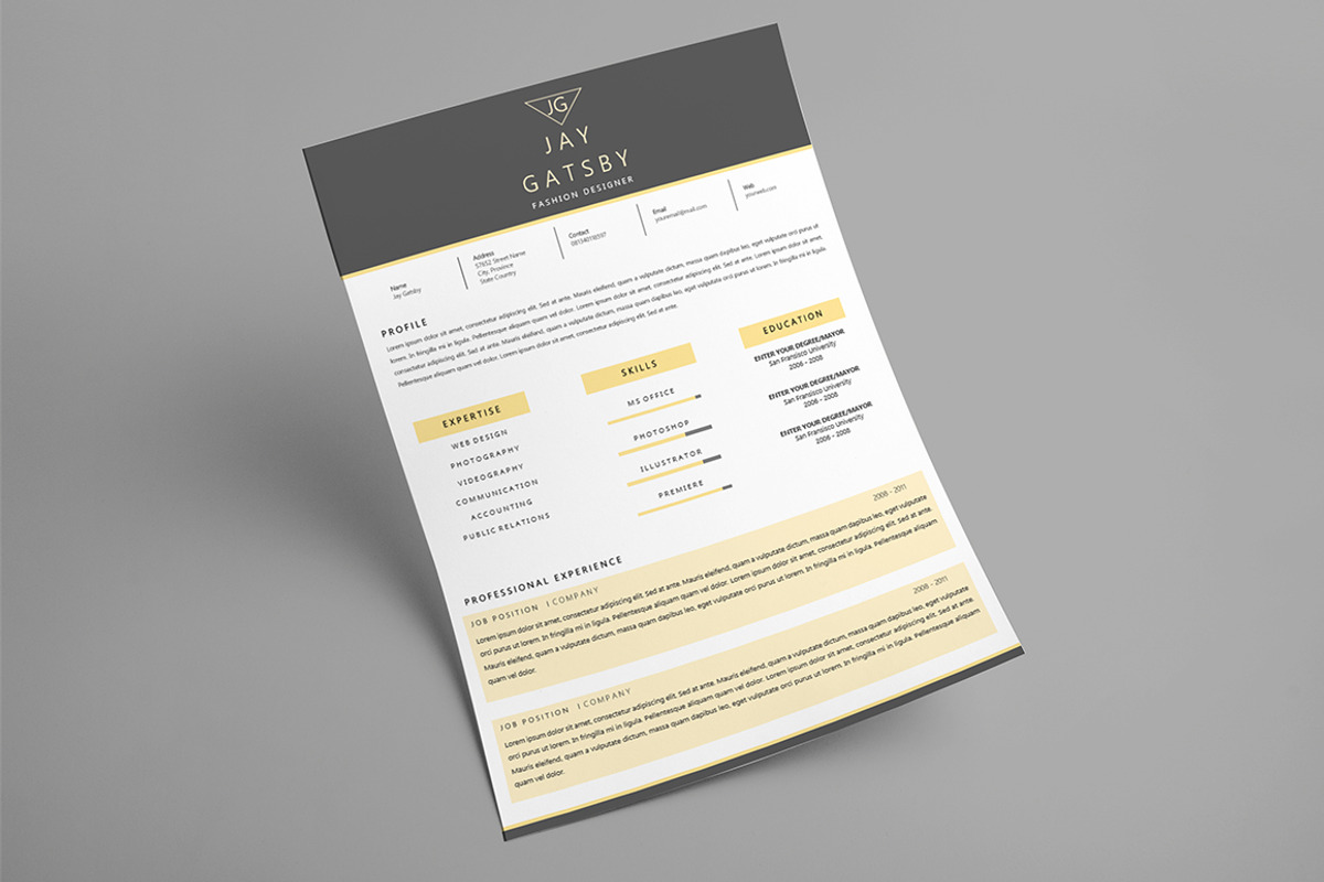 Black Gold Resume Template, a Resume Template by Rustype (Photo 3 of 6)