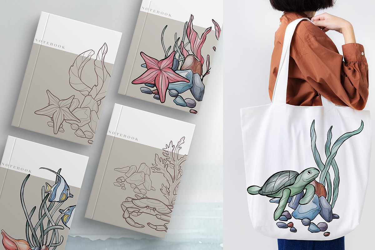 Sea Life. Line art and color, an Animal Illustration by DamriNa art (Photo 10 of 10)