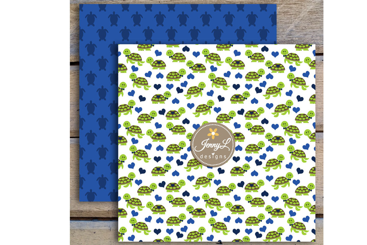 Turtle Boy Digital papers & Clipart, a Pattern Graphic by JennyL Designs (Photo 3 of 6)