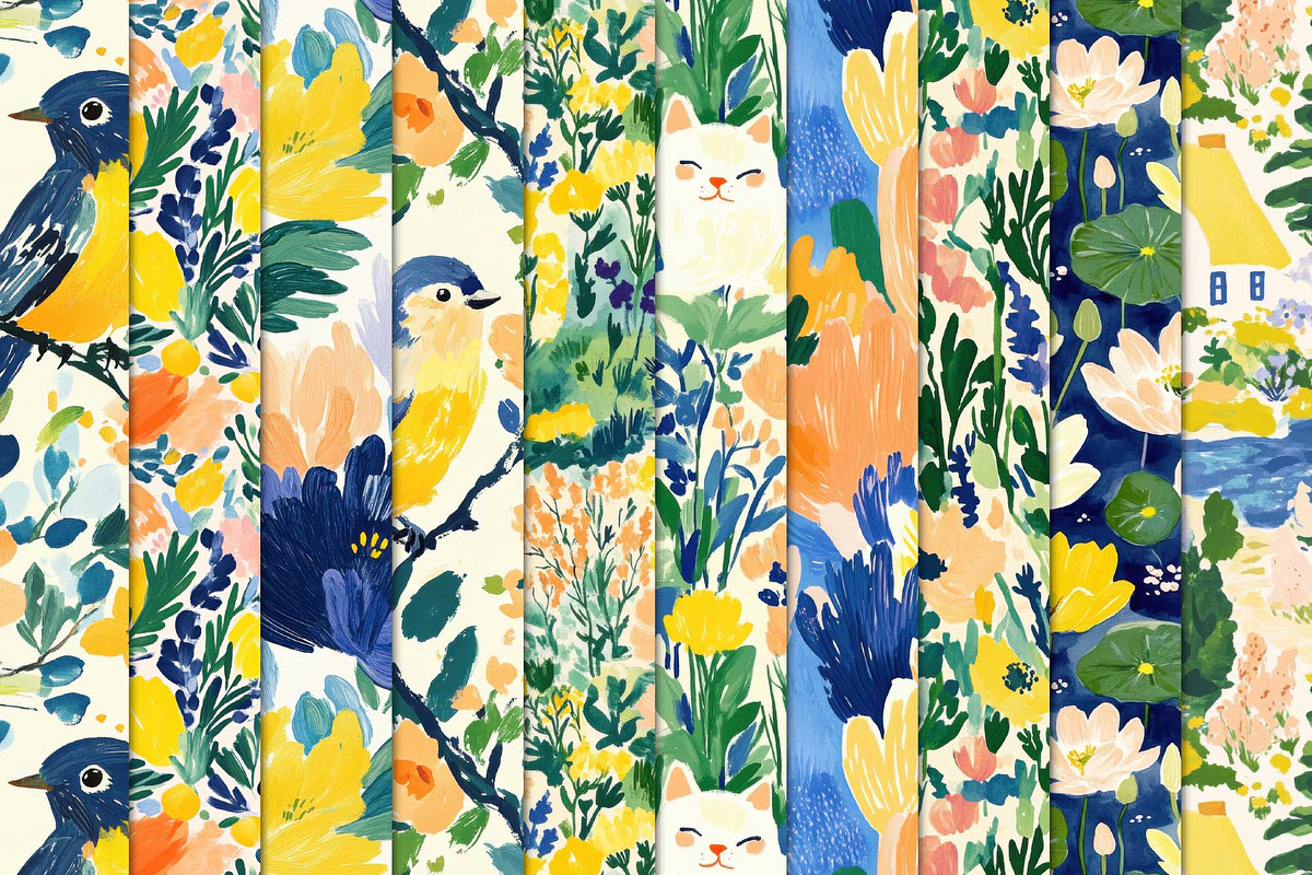 Modern Floral Seamless Patterns, a Pattern Graphic by Maishop (Photo 7 of 8)