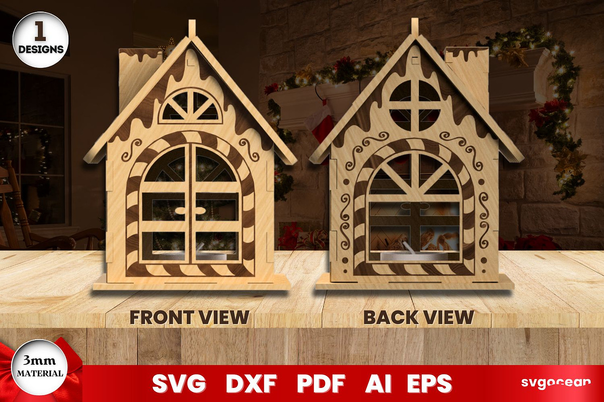Gingerbread Christmas Houses, a Decorative Illustration by svgocean (Photo 3 of 11)